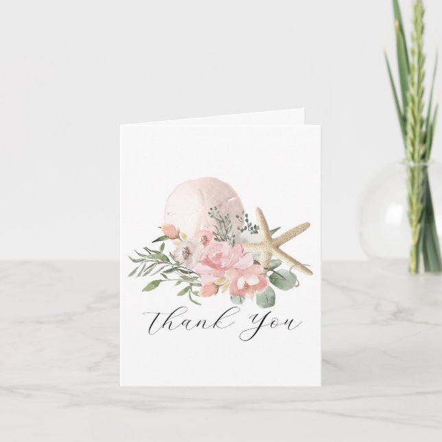 Sand Dollar and Starfish Floral Thank You (Front)