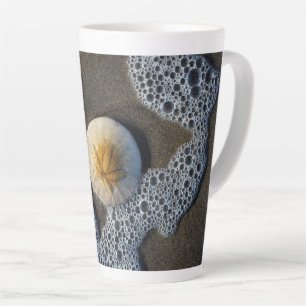 Sand Dollar and Surf Beach Photo Latte Mug