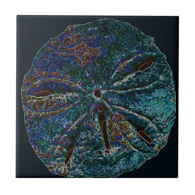 Sand Dollar Art Abstract Blue Pattern Gift Favour Tile (Front)