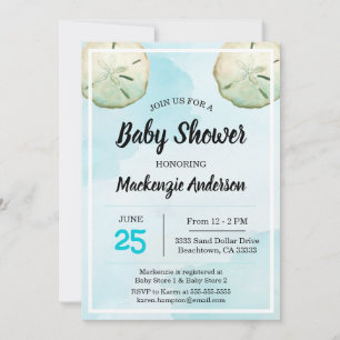 Sand Dollar Beach Baby Shower Invitation