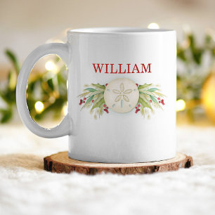 Sand Dollar Beach Coastal Christmas Coffee Mug