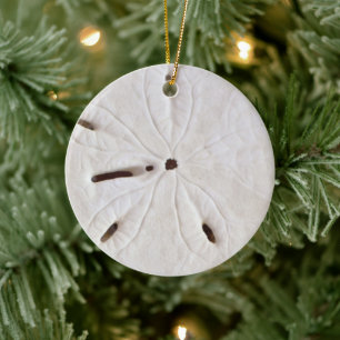 Sand Dollar Beach Coastal White Round Trendy Cool Ceramic Tree Decoration