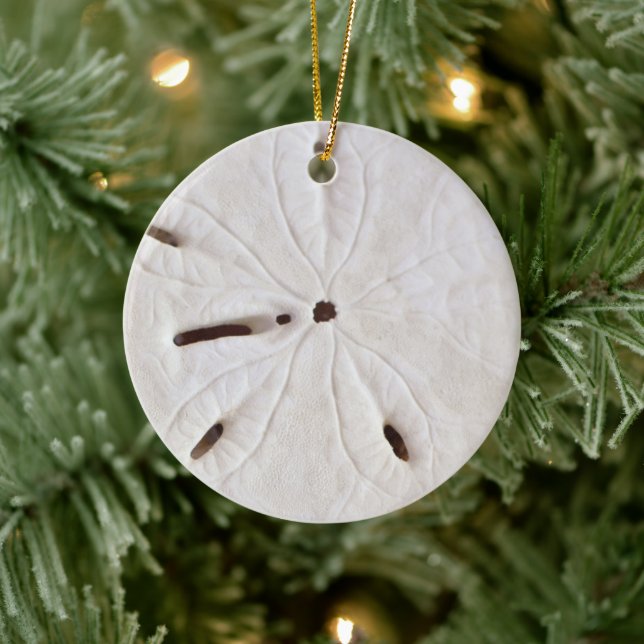 Sand Dollar Beach Coastal White Round Trendy Cool Ceramic Tree Decoration (Tree)