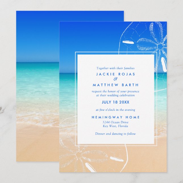 Sand Dollar Beach Florida Wedding Invitation (Front/Back)