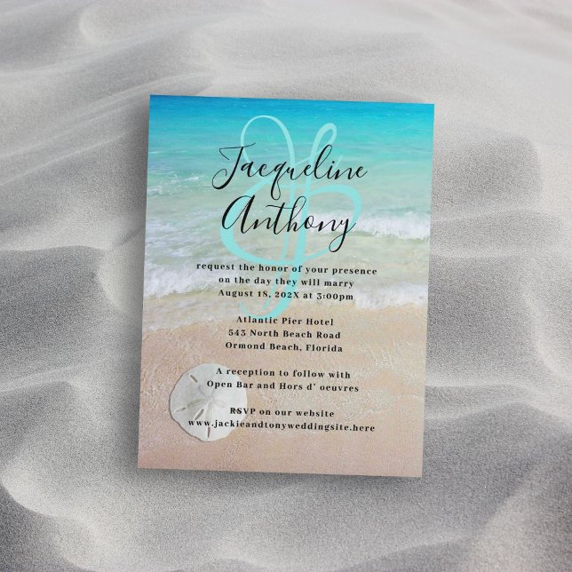 Sand Dollar Beach Magnetic Wedding Invitation (Creator Uploaded)