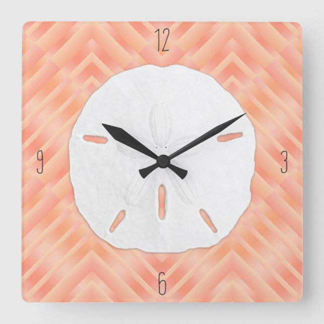 Sand Dollar Beach Numbers Square Wall Clock (Front)