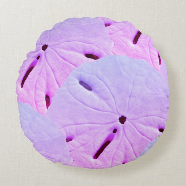 Sand Dollar Beach Pink Purple Ombre Abstract Cute Round Cushion (Front)