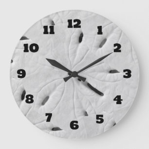 Sand Dollar Beach Seashells Beach Black White Cool Large Clock