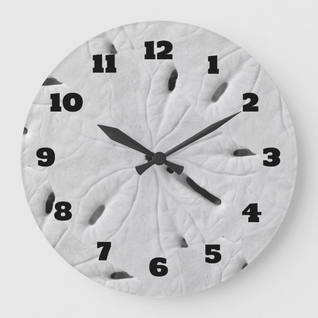 Sand Dollar Beach Seashells Beach Black White Cool Large Clock (Front)