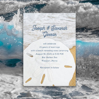 Sand Dollar Beach Vow Renewal Anniversary Ceremony Invitation