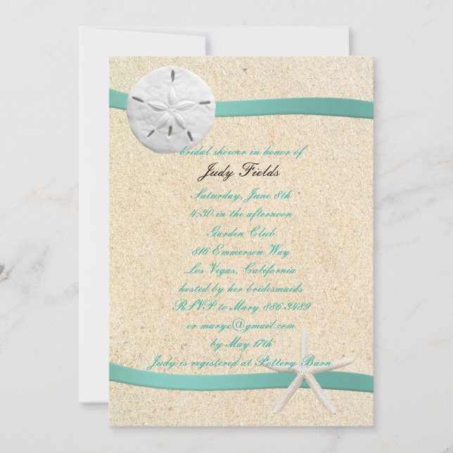 Sand Dollar Beach Wedding Bridal Shower Invitation (Front)