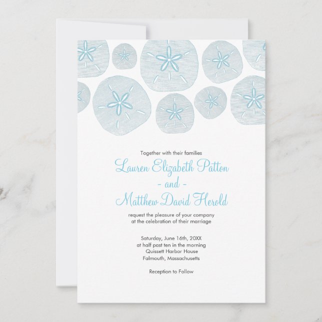 Sand Dollar Beach Wedding Invitation (Front)