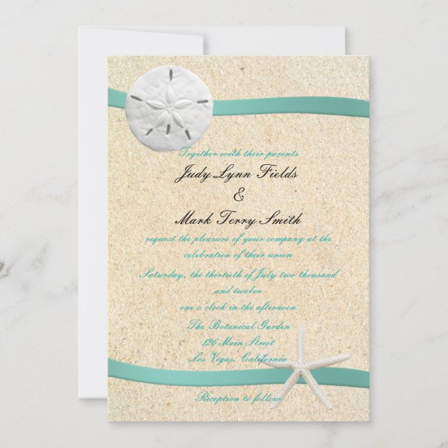 Sand Dollar Beach Wedding Invitation (Front)