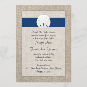 Sand Dollar Beach Wedding Invitation Peacock Blue