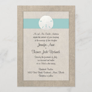 Sand Dollar Beach Wedding Invitation - Turquoise