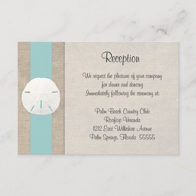 Sand Dollar Beach Wedding Reception Invitation Car (Front)