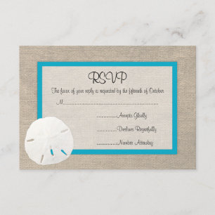 Sand Dollar Beach Wedding RSVP card Malibu