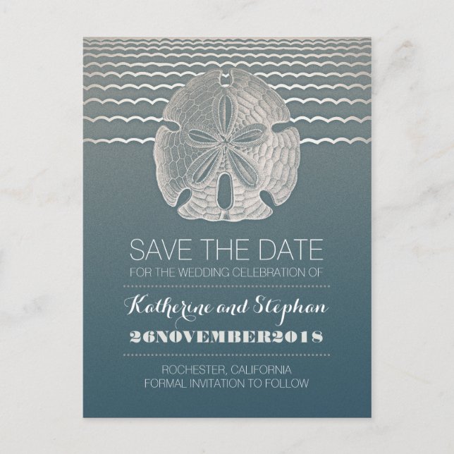 Sand Dollar Beach Wedding Save The Date Porstcards Announcement Postcard (Front)