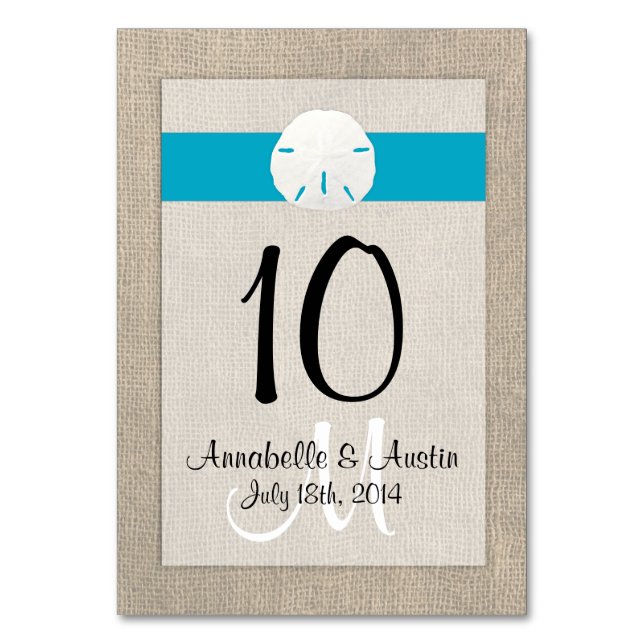 Sand Dollar Beach Wedding Table Card (Front)