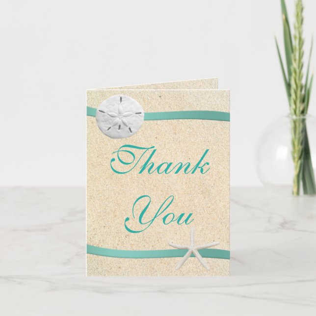 Sand Dollar Beach Wedding Thank You Card (Front)