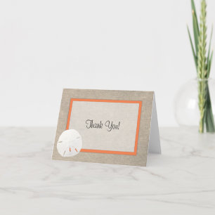 Sand Dollar Beach Wedding Thank You Card - Orange