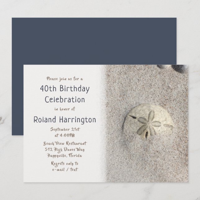 Sand Dollar Birthday Party For Him Invitation (Front/Back)
