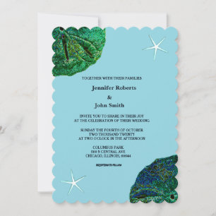 Sand Dollar Blue Sanddollar Beach Starfish Wedding Invitation