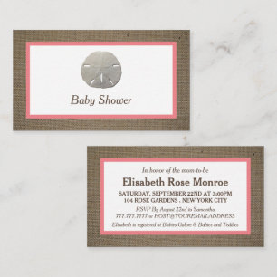 Sand Dollar & Burlap Baby Shower Ticket Invitation