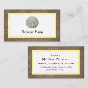 Sand Dollar & Burlap Bachelor Party Ticket Invite