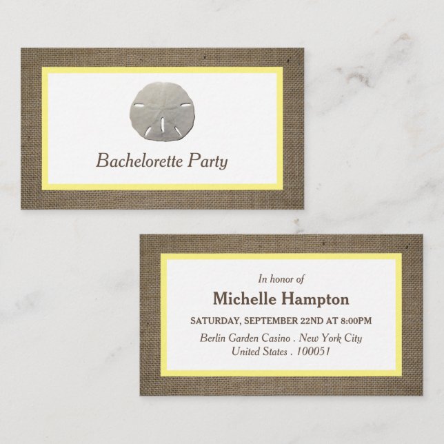 Sand Dollar & Burlap Bachelorette Party Ticket (Front/Back)
