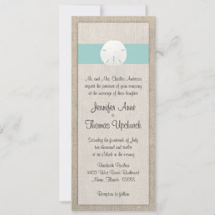 Sand Dollar & Burlap Beach Wedding Invitation