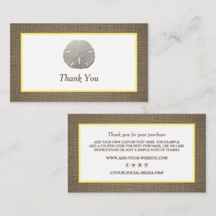 Sand Dollar & Burlap Business Thank You Card