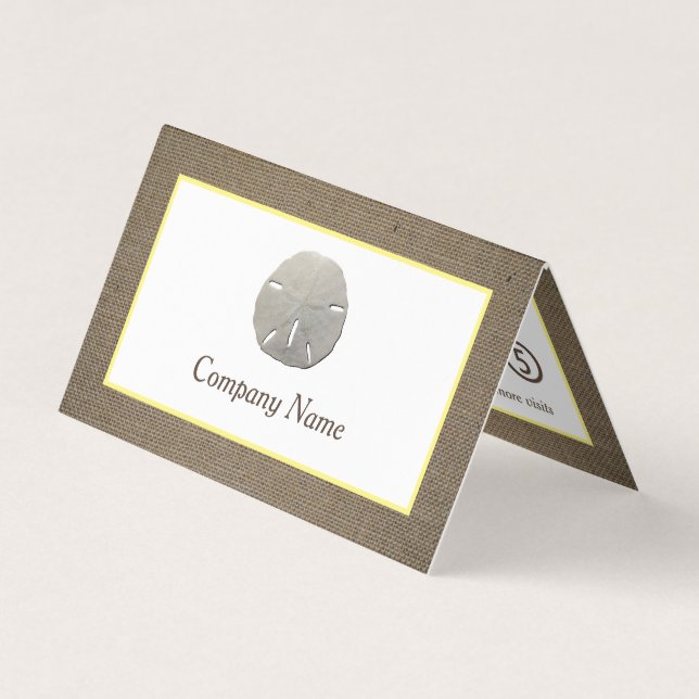 Sand Dollar & Burlap Double Loyalty Business Card (Front)
