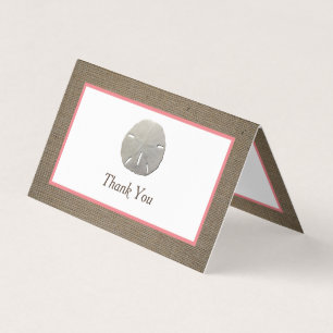 Sand Dollar & Burlap Logo/Picture Thank You Card