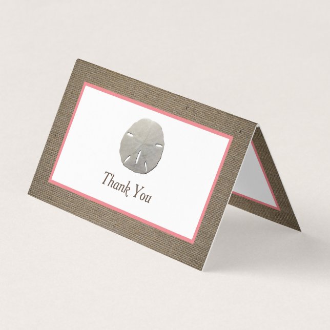 Sand Dollar & Burlap Logo/Picture Thank You Card (Front)