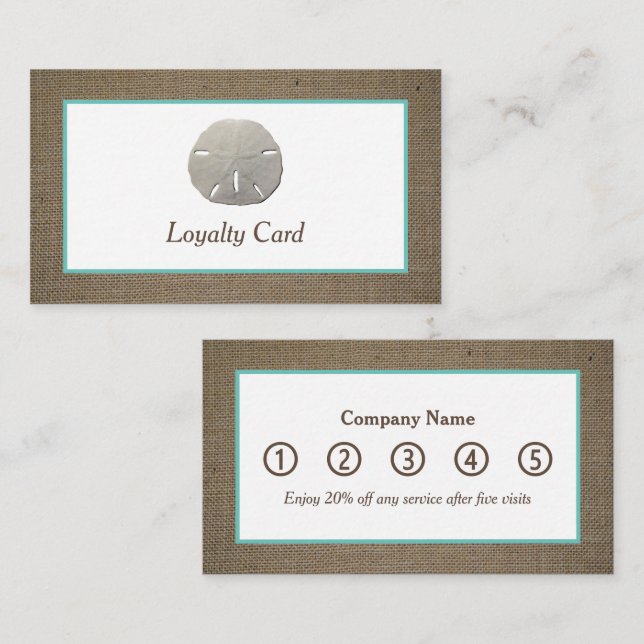 Sand Dollar & Burlap Loyalty Card (Front/Back)