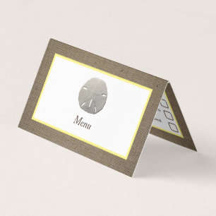 Sand Dollar & Burlap Menu Selection Card