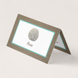 Sand Dollar & Burlap Photo RSVP Card