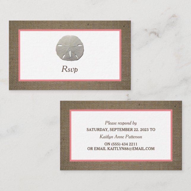 Sand Dollar & Burlap RSVP Card (Front/Back)