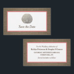 Sand Dollar & Burlap Save The Date Card<br><div class="desc">Sand Dollar & Burlap Save The Date Cards,  perfect for a beachy announcement.</div>