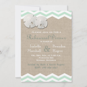Sand Dollar & Chevron Rehearsal Dinner Invitation