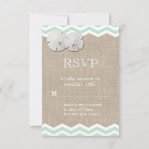 Sand Dollar & Chevron RSVP Card