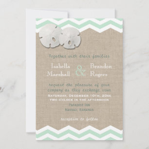 Sand Dollar & Chevron Wedding Invitation