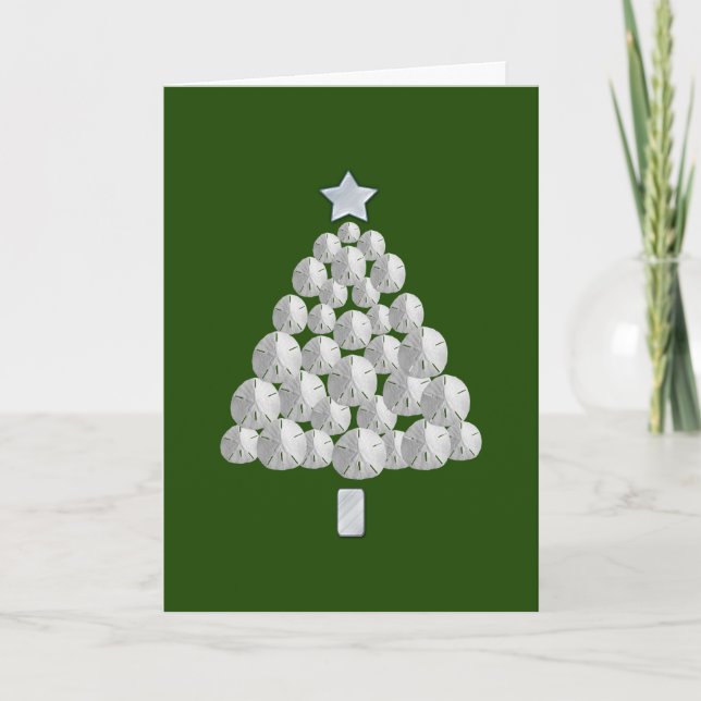 Sand Dollar Christmas Tree (green) Holiday Card (Front)