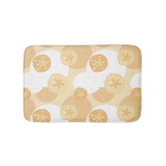 Sand Dollar Coastal Print Beige White Pattern Bath Mat