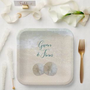 Sand Dollar Edge of Sea Wedding  Paper Plate