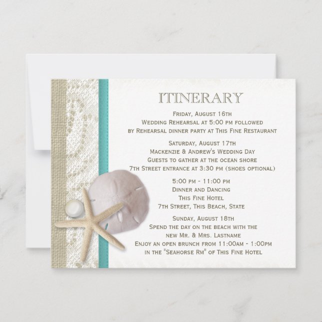 Sand Dollar Lace and Pearl Invitation (Front)