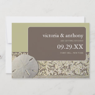 Sand dollar Lace, Vintage Beach Save the Date