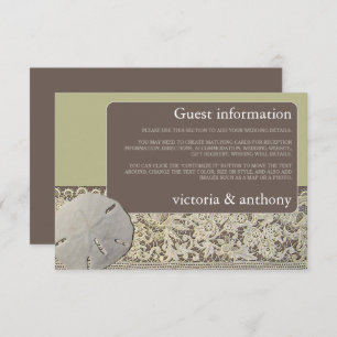 Sand dollar Lace, Vintage Beach Wedding Detail Enclosure Card