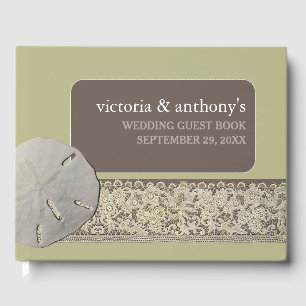 Sand dollar Lace, Vintage Beach Wedding Guest Book